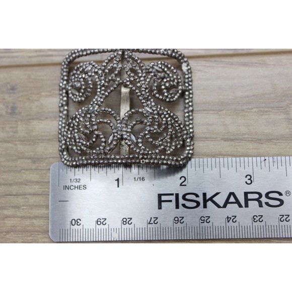 Antique swirl pattern steel cut bead‎ French shoe buckles pair - Picture 10 of 14